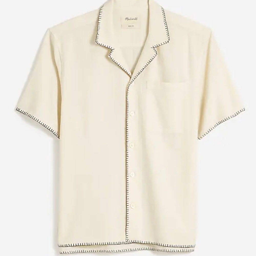 Madewell Cream and Black Casual Button Down Shirt
